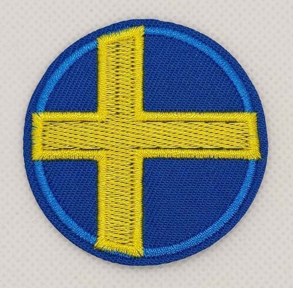 Sweden Round Flag Patch Badge Embroidered Iron On Applique Swedish C/P