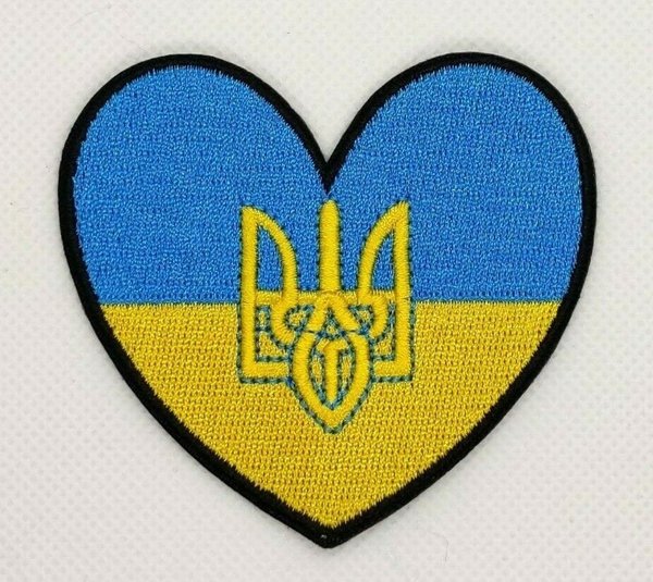 Ukraine trident heart flag patch badge embroidered iron on applique ukrainian