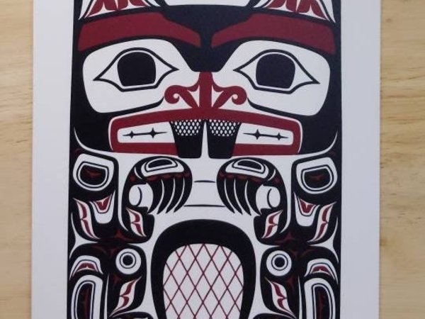 Haida Beaver by Clarence Mills Haida Artist 6"x9" art card