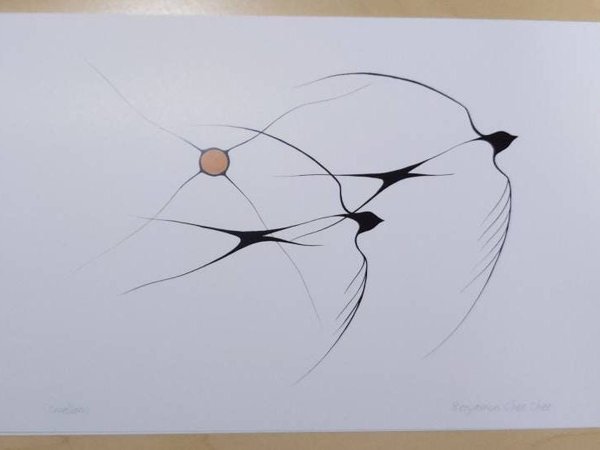 Swallows by Benjamin Chee Chee Ojibway Artist 6"x9" Art Card