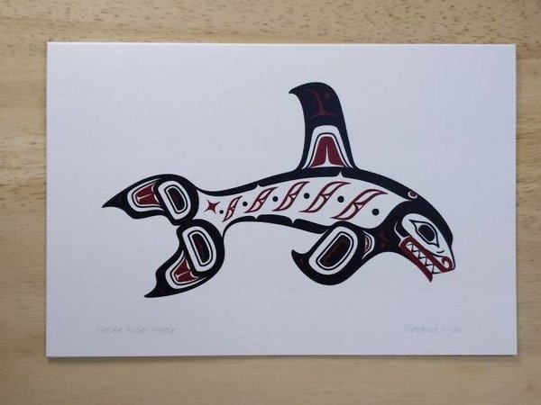 Haida Killer Whale by Clarence Mills Haida Artist 6"x9" art card