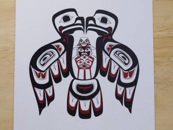 Haida Split Eagle by Clarence Mills Haida Artist 6"x9" art card