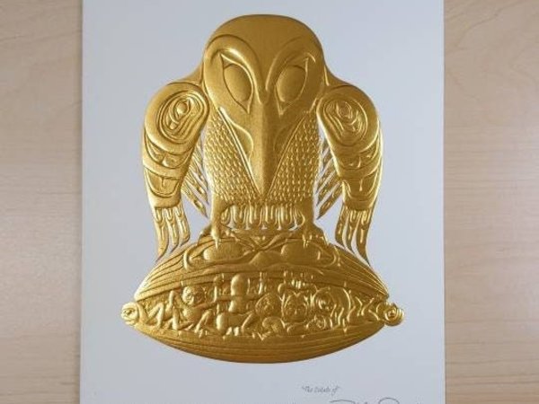The Raven and the First Men by Bill Reid Haida Artist 6"x9" Gold Embossed Art Card
