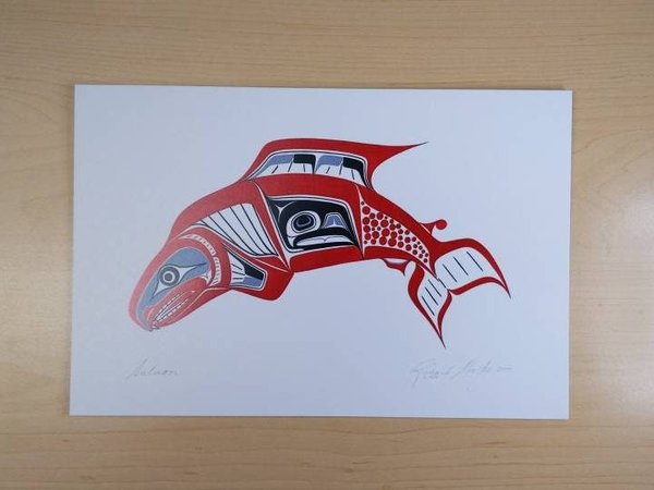 Salmon by Richard Shorty Northern Tutchone Yukon Artist 6"x9" Art Card