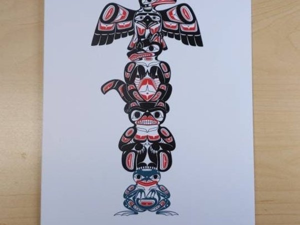 Totem by Richard Shorty Northern Tutchone Yukon Artist 6"x9" Art Card