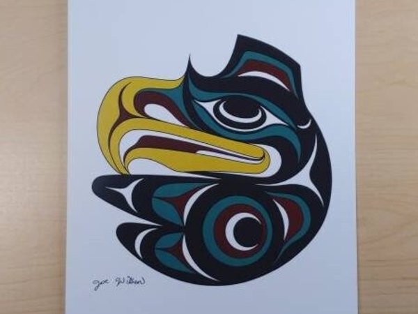 Small Eagle by Joe Wilson Salish Artist 6"x9" Art Card