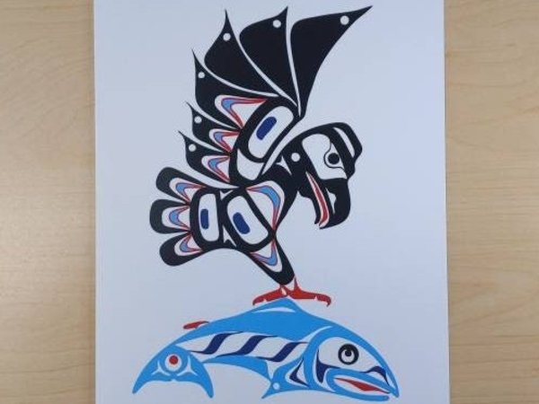 Eagle and Salmon by Eric Parnell Haida Artist 6"x9" Art Card