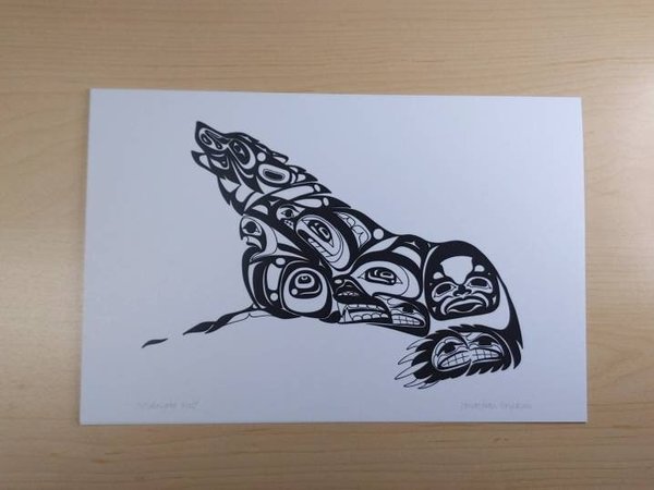 Midnight Wolf by Jon Erickson Gitxsan Artist 6"x9" Art Card