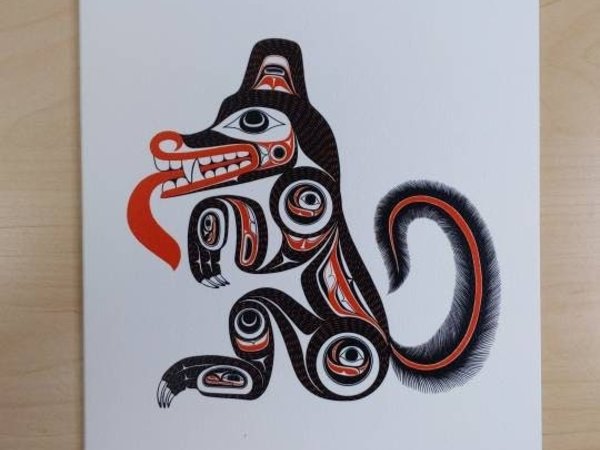 Godji Haida Wolf by Bill Reid Haida Artist 6"x9" Art Card