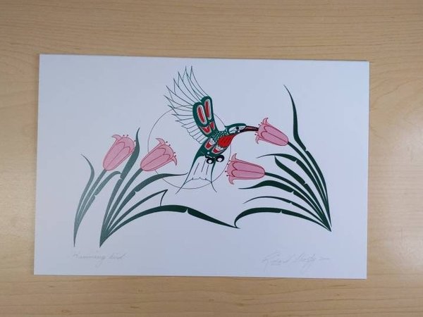 Hummingbird by Richard Shorty Northern Tutchone Yukon Artist 6"x9" Art Card