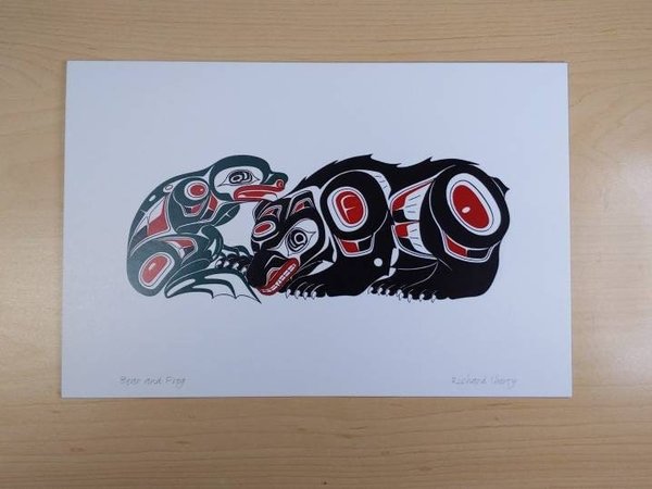 Bear and Frog by Richard Shorty Northern Tutchone Yukon Artist 6"x9" Art Card