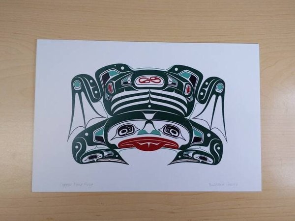 Copper Tone Frog by Richard Shorty Northern Tutchone Yukon Artist 6"x9" Art Card