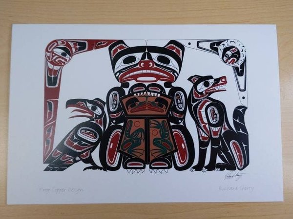 Frog Copper Design by Richard Shorty Northern Tutchone Yukon Artist 6"x9" Art Card