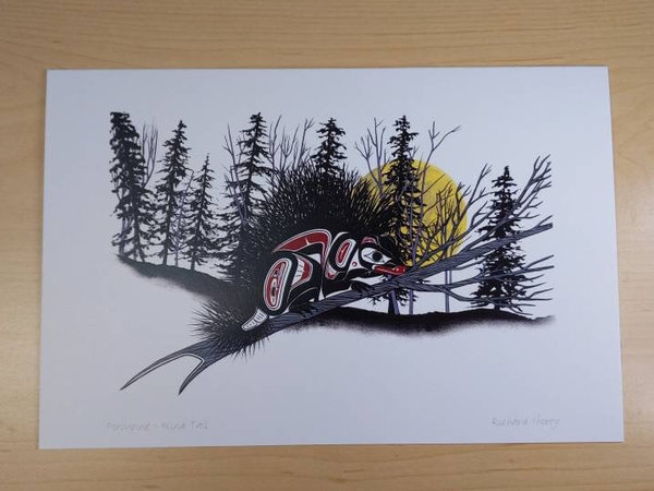 Porcupine – Wind Tail by Richard Shorty Northern Tutchone Yukon Artist 6"x9" Art Card