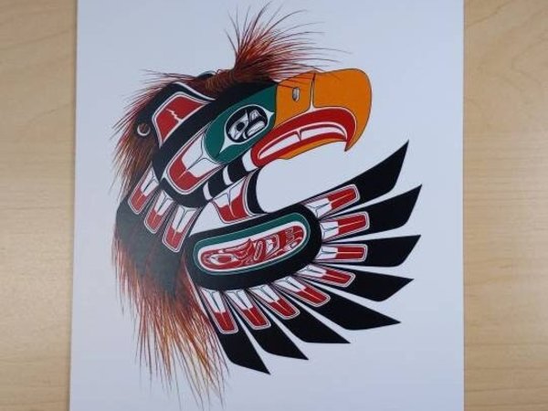 Thunderbird Mask by Richard Shorty Northern Tutchone Yukon Artist 6"x9" Art Card