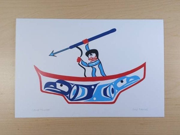 Canoe Hunter by Eric Parnell Haida Artist 6"x9" Art Card