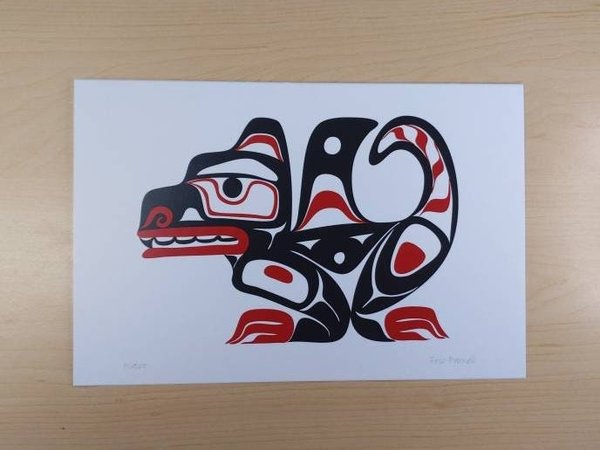 Wasco Sea Wolf by Eric Parnell Haida Artist 6"x9" Art Card