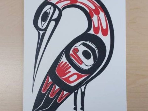 Heron by George Pennier Coast Salish Artist 6"x9" Art Card