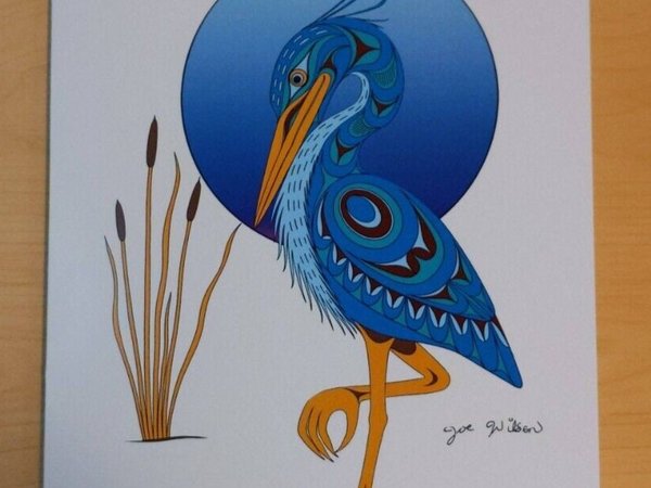 Blue Heron by Joe Wilson Salish Artist 6"x9" Art Card