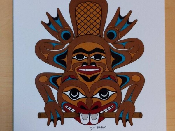 Salish Beaver by Joe Wilson Salish Artist 6"x9" Art Card