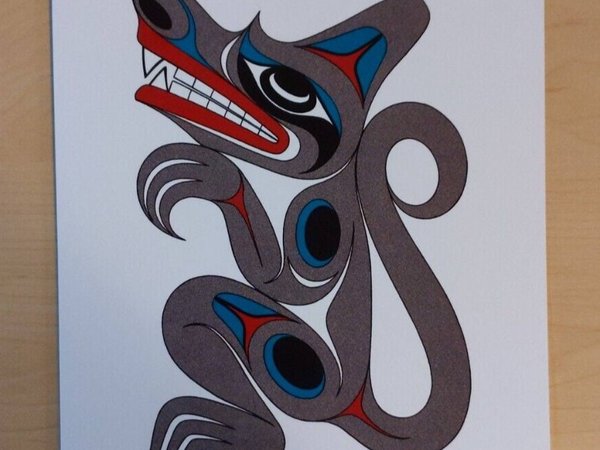 Salish Wolf by Joe Wilson Salish Artist 6"x9" Art Card