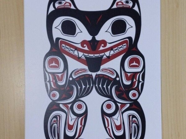 Haida Grizzly Bear by Clarence Mills Haida Artist 6"x9" art card