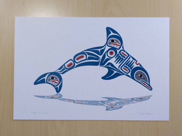 Dolphin Reflex by Todd Baker Coast Salish Artist 6"x9" Art Card