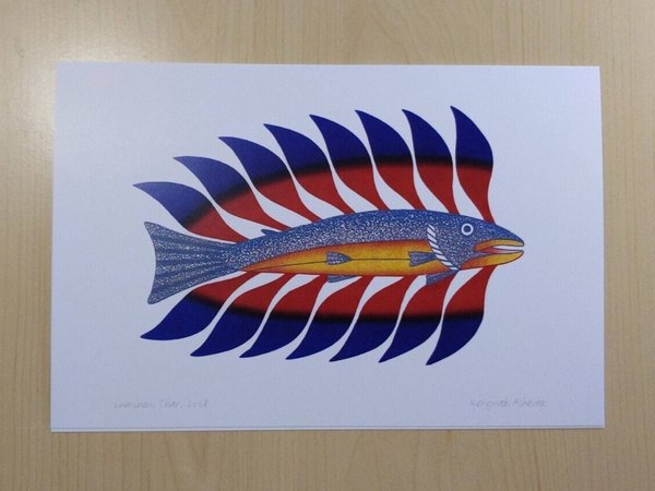 Luminous Char by Kenojuak Ashevak Inuit Artist 6"x9" Art Card