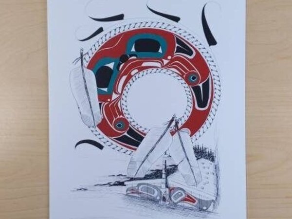 The Longhouse by Danny Dennis Tsimshian Artist 6"x9" Art Card