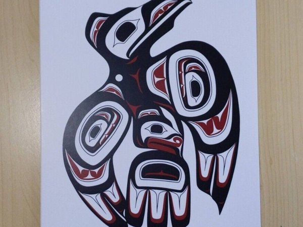Haida Raven III by Clarence Mills Northwest Coast Artist 6"x9" Art Card