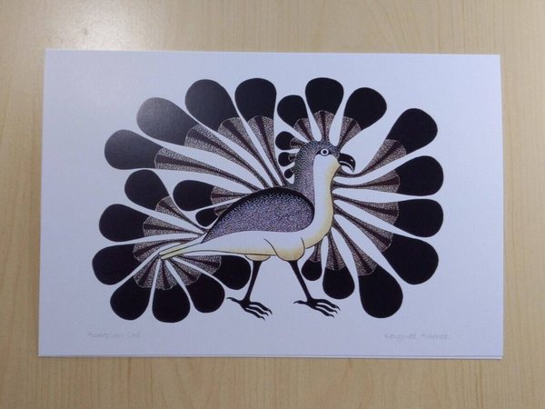 Audacious Owl by Kenojuak Ashevak Inuit Artist 6"x9" Art Card