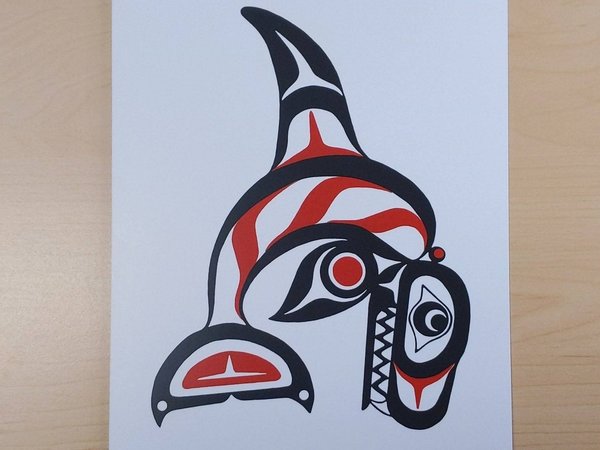 Killer Whale by Pauline Bull Salish Artist 6"x9" Art Card