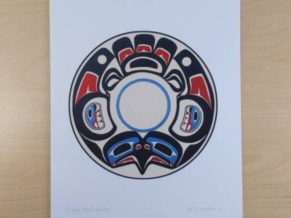 Eagle Bowl Drum by Joe Mandur Jr Haida Artist 6"x9" Art Card