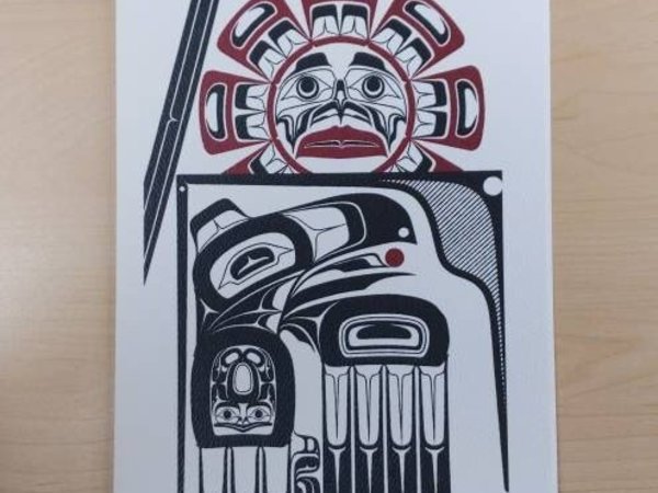 Raven Steals the Sun by Carl Stromquist Salish Artist 6"x9" Art Card