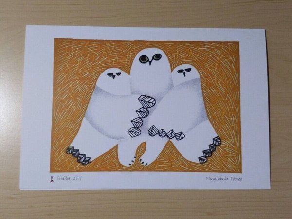Cuddle by Ningiukulu Teevee Inuit Artist 6"x9" Art Card